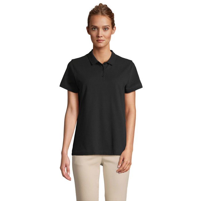 Polo Femme en coton à personnaliser PULSE Noir 1